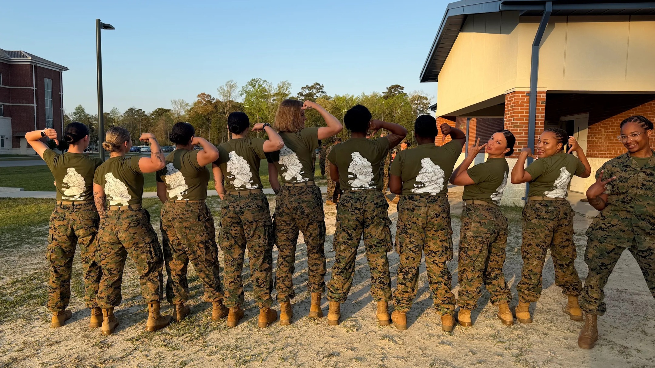 Custom DTF military gear + graduation shirts printed for FMTB-E Field Medical Training Battalion East at Camp Lejeune
